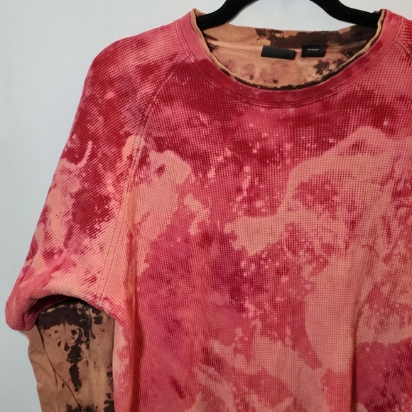 GUESS Dragons Vintage 100% Cotton 90s 2000s Tie Dye Layered T Shirt Thermal sz L - Picture 4 of 8
